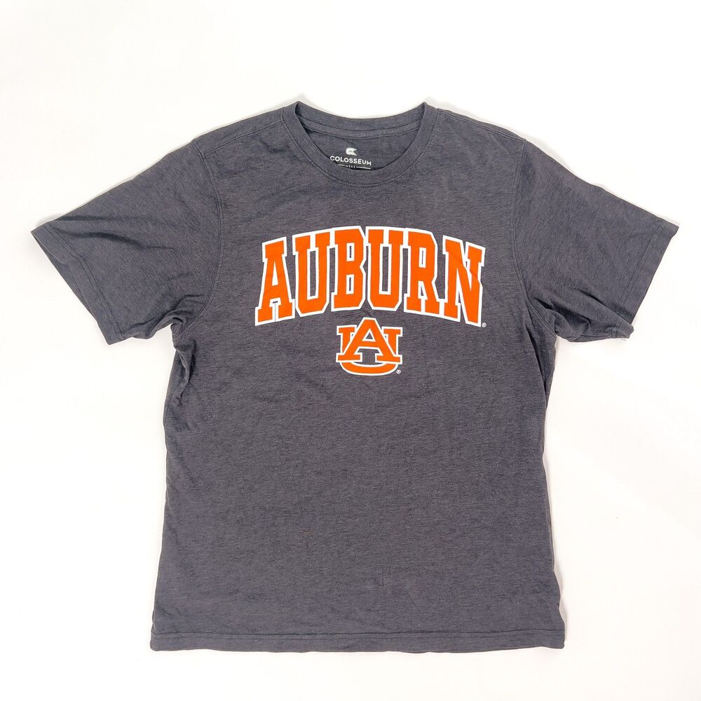 Colosseum Auburn Tigers T-Shirt Men's Large Gray Orange Arch Logo College Tee